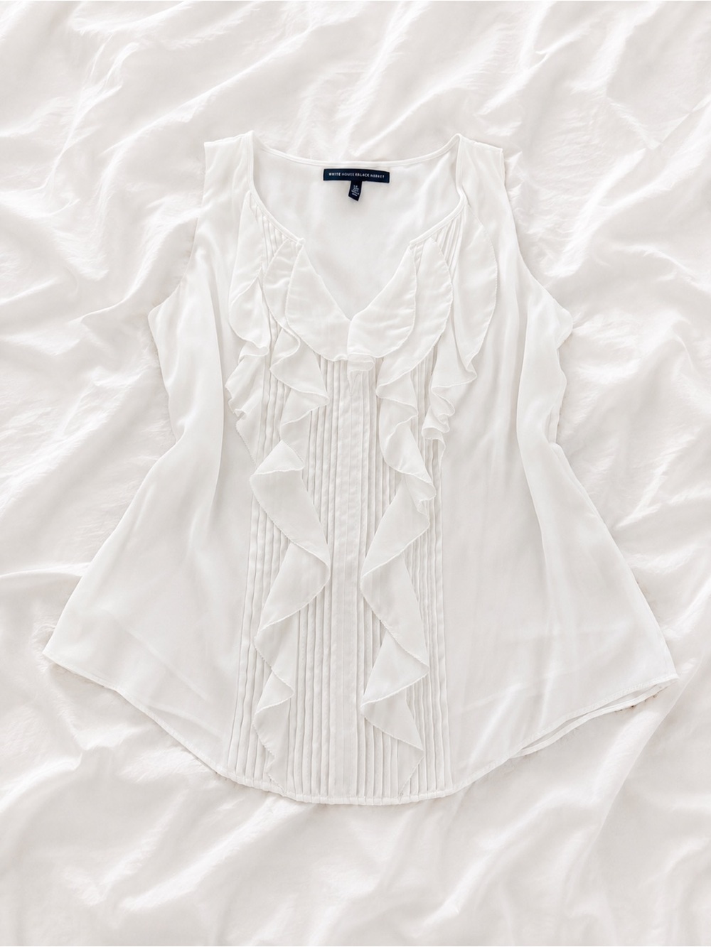 White House Black Market White Ruffle-Front Sleeveless Camisole